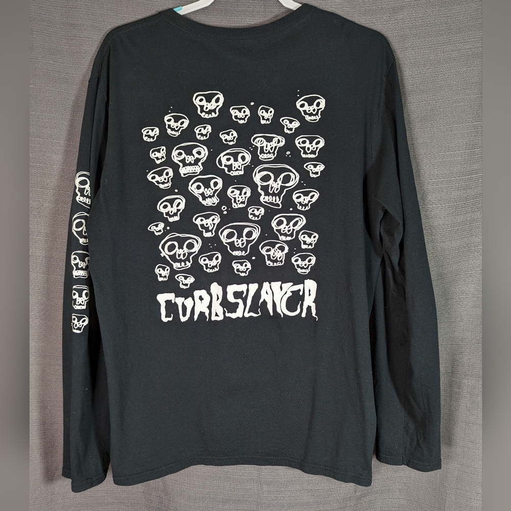 Skater Curbslayer LS Skull Tshirt Shredder Rare
